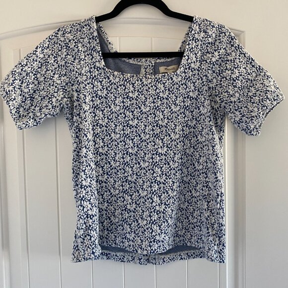 Madewell Floral Jacquard Button-Back Top XXS - Picture 4 of 8